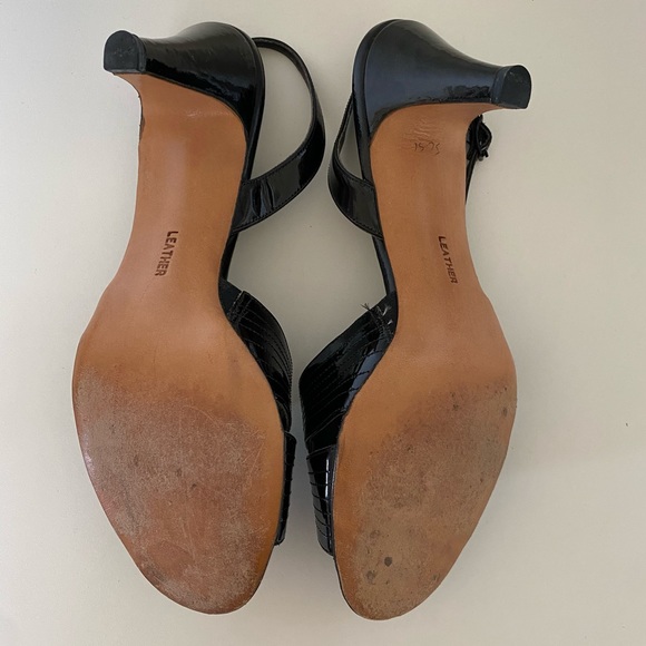 Impo Vintage Black Patent Leather Open Toe Heels Size 8M EXCELLENT CONDITION - Picture 7 of 12